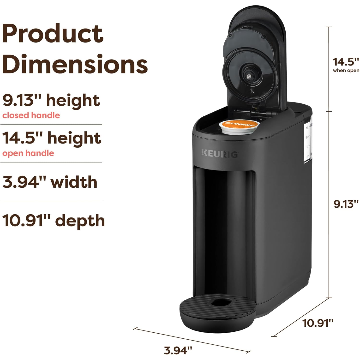 Keurig K-Mini Mate Single Serve K-Cup Pod Coffee Maker, Brews Up to 12 oz Cup, Compact Portable Coffee Machine for Small Spaces, Great for Dorms & Offices, Black