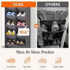 Lifewit 6 Tier Over The Door Shoe Organizer With 11 Large Deep Pockets, Fabric Hanging Shoes Shelf For Closet, Dorm Storage, Fit Up To 12 Pair Shoe Rack Holder For Sneakers, Boots, Gray