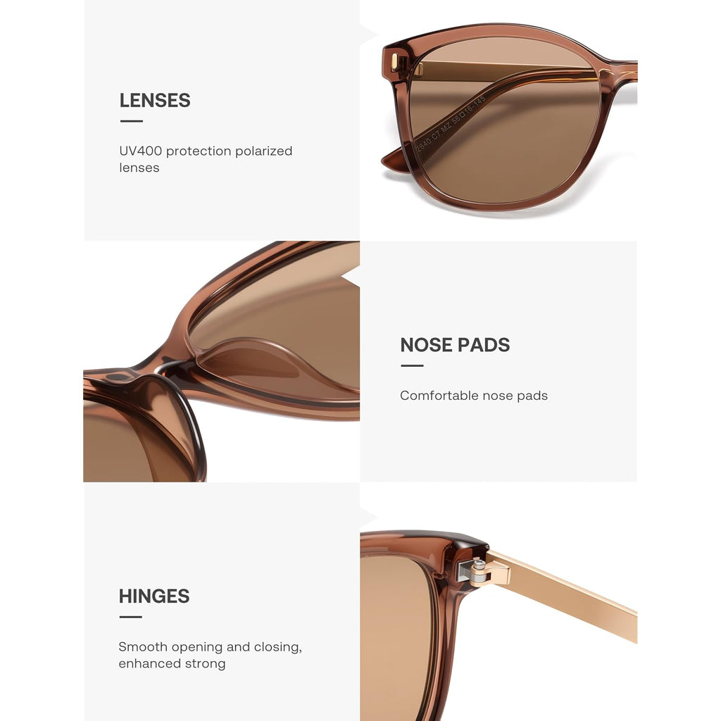 Sojos Classic Square Polarized Sunglasses For Women Oversized Trendy Retro Uv Protection Shade Sj2640