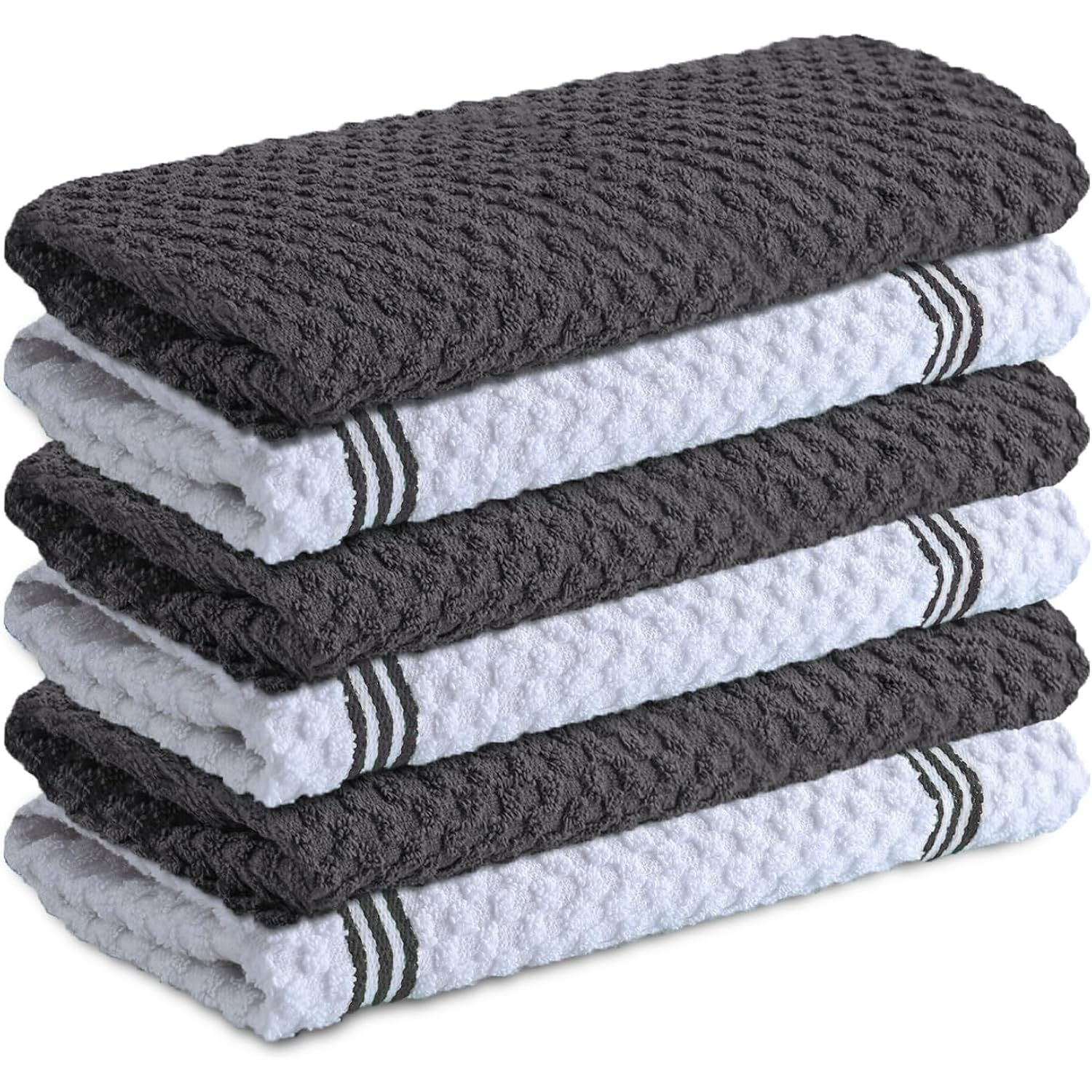Infinitee Xclusives 100% Cotton Kitchen Towels - 15x25 Inch Ultra Soft Tea Towel, Super Absorbent Terry Dish Towels for Kitchen Linens |Grey|