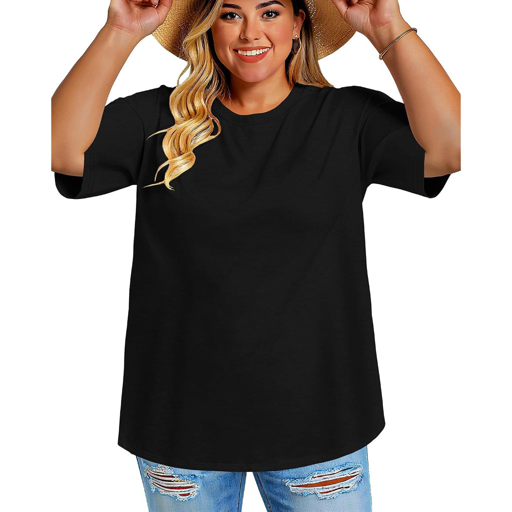 Rosemia Plus Size Tshirts For Women Oversized Casual Tees Crewneck Short Sleeves Blouses 2026
