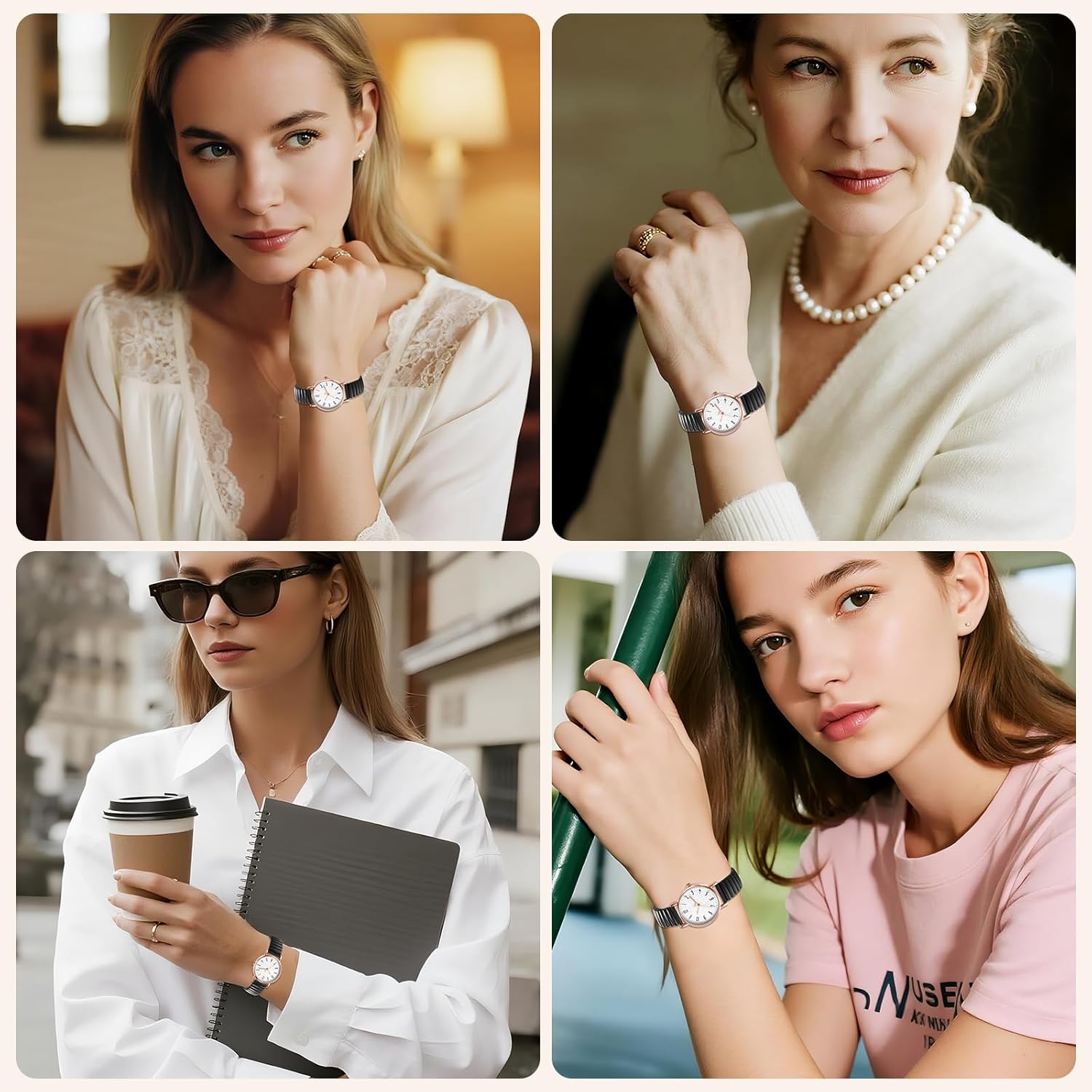 OIDEA Women's Elastic Strap Watches: Large Face Arabic Numerals Analog Quartz Wrist Watches for Women Easy Reader Stretch Band Waterproof Ladies Wratch