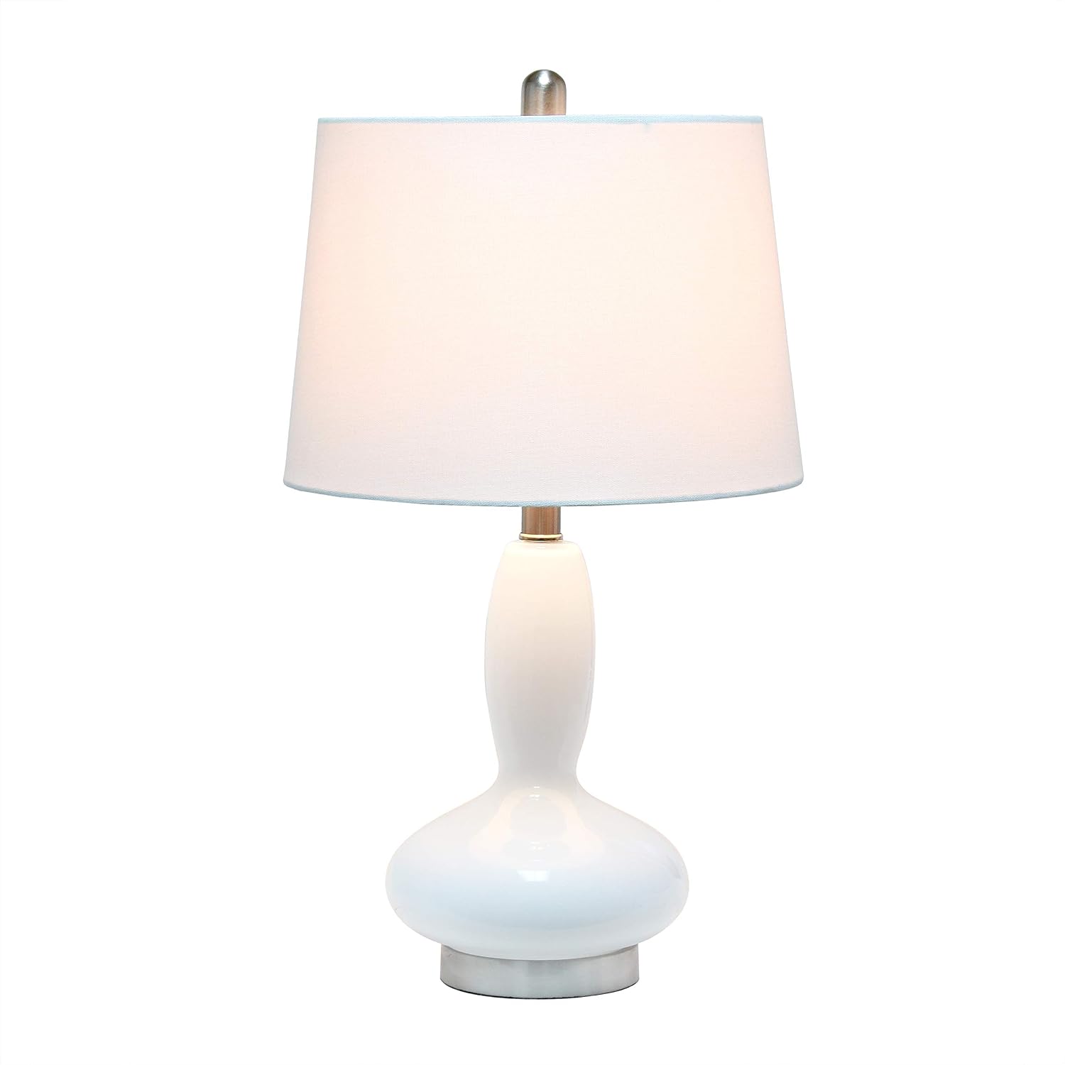 Elegant Designs Lt3315-Wht Contemporary Curved Glass Table Lamp, White