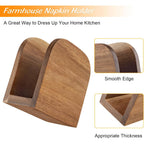 Alelion Acacia Wood Napkin Holder For Table, Wooden Upright Napkin Holders For Kitchen, Standing Napkin Dispenser For Kitchen Dining Room Party Cocktail Outdoor Use
