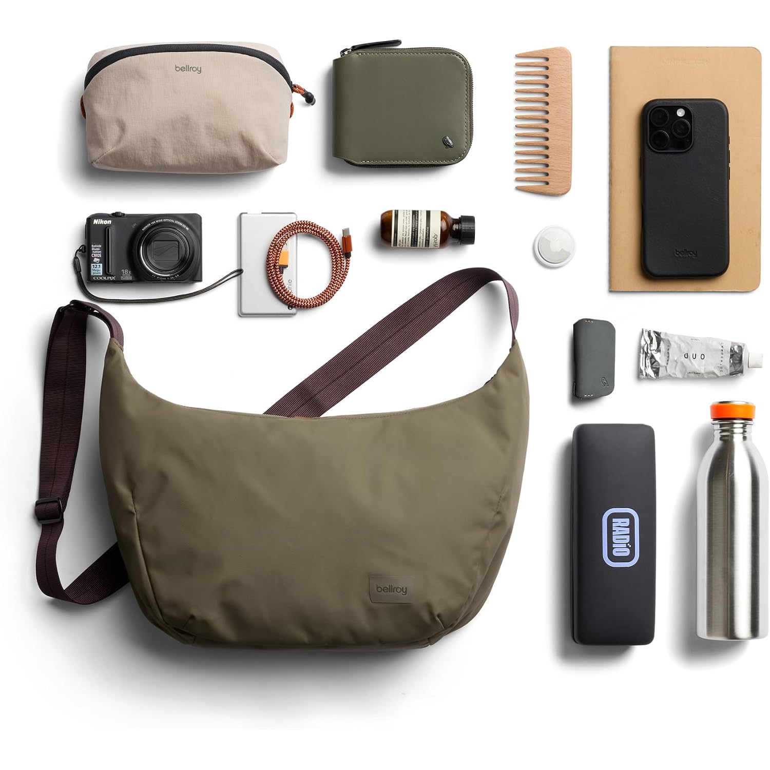 Bellroy Laneway Crescent Bag (Everyday 7 Liter Minimalist Shoulder Bag With Plenty Of Pockets And Adjustable Strap) - Seakelp