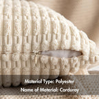 Miulee Pack Of 2 Corduroy Decorative Throw Pillow Covers 18X18 Inch Soft Boho Striped Pillow Covers Modern Farmhouse Home Decor For Sofa Living Room Couch Bed Cream White