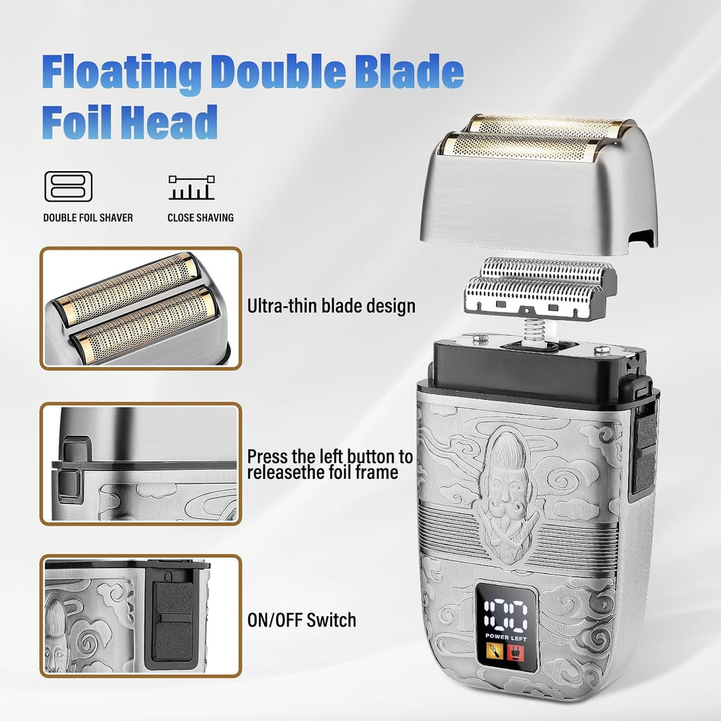 Professional Hair Trimmer Hair Clippers For Men, Nose Hair Trimmer Shaver Set,Cordless T-Blade Beard Trimmer Barber Clippers,Electric Razor Foil Shavers For Men Haircut Grooming Kit(Silver)