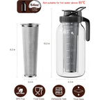 Cold Brew Coffee Maker 64Oz, Iced Coffee Maker With 304 Stainless Steel Filter, Mason Jar Pitcher With Lid And Spout (Black)
