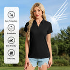 Women's Polo Shirts Short Sleeve Quick Dry UPF 50+ Sun Protection Business Casual Collared Shirt Tennis Golf Shirt Work Tops