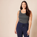 Amazon Essentials Women's Slim-Fit Scoop Neck Tank Top, Pack of 2, Charcoal Heather, Large