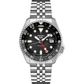 Seiko Ssk001 Automatic Watch For Men - 5 -Sports - Black Dial With Date Calendar And Luminous Hands & Markers And Black & Gray Gmt Bezel, 100M Water-Resistant