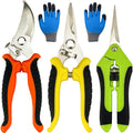 Pruning Shears, 4 Pack Garden Shears With Gardening Gloves, Clippers Handheld, Stainless Steel Garden Snips, Lengnoyp Pruners For Gardening