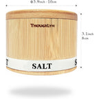 Salt Cellar Bamboo Salt Container With Lid & Spoon For Countertop