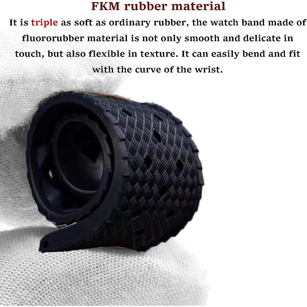 Fkm Rubber Watch Strap Quick Release Tropical Style Fluororubber 18Mm 19Mm 20Mm 21Mm 22Mm Soft Breathable Durable Fkm Rubber Watch Band Universal Replacement Band Strap For Men Women