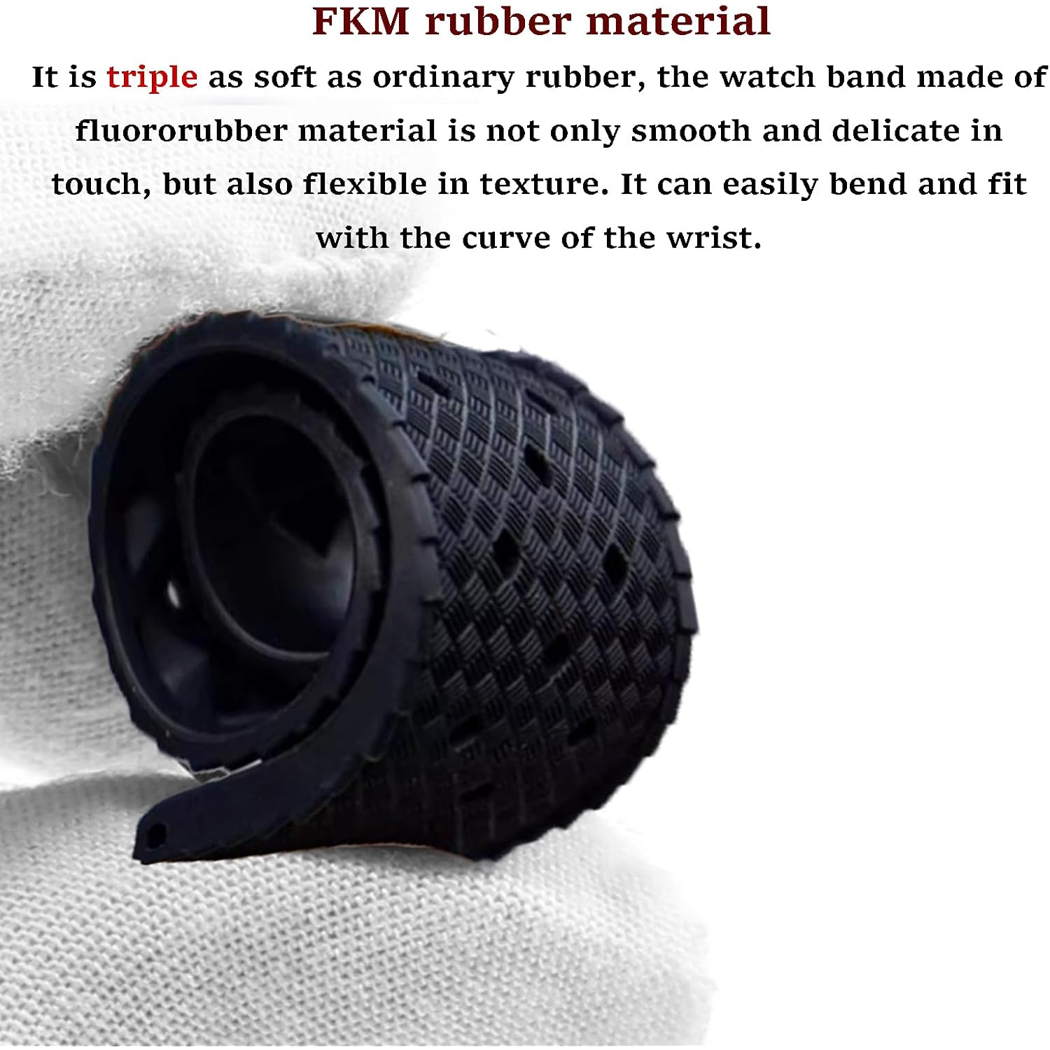 Fkm Rubber Watch Strap Quick Release Tropical Style Fluororubber 18Mm 19Mm 20Mm 21Mm 22Mm Soft Breathable Durable Fkm Rubber Watch Band Universal Replacement Band Strap For Men Women