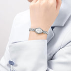 Berny Silver Watches For Women Dainty Ladies Wristwatch Vintage Copper Mirrors Shape Japanese Quartz Movement 3Atm Waterproof All Stainless Steel Fashion Female Wrist Watch Birthday Gifts