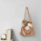 Pleneal Straw Beach Bags For Women - Women Beach Handmade Woven Tote Bag, Summer Mesh Hollow Shoulder Bag For Holiday