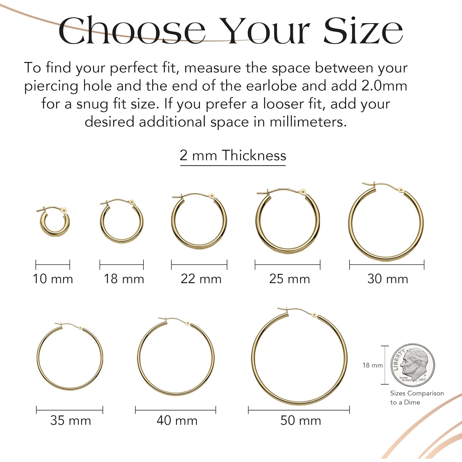 MAZZERI Solid Gold Hoop Earrings 14k Real Gold For Women and Men - Hypoallergenic, Made in the USA, Available in Yellow or White Gold