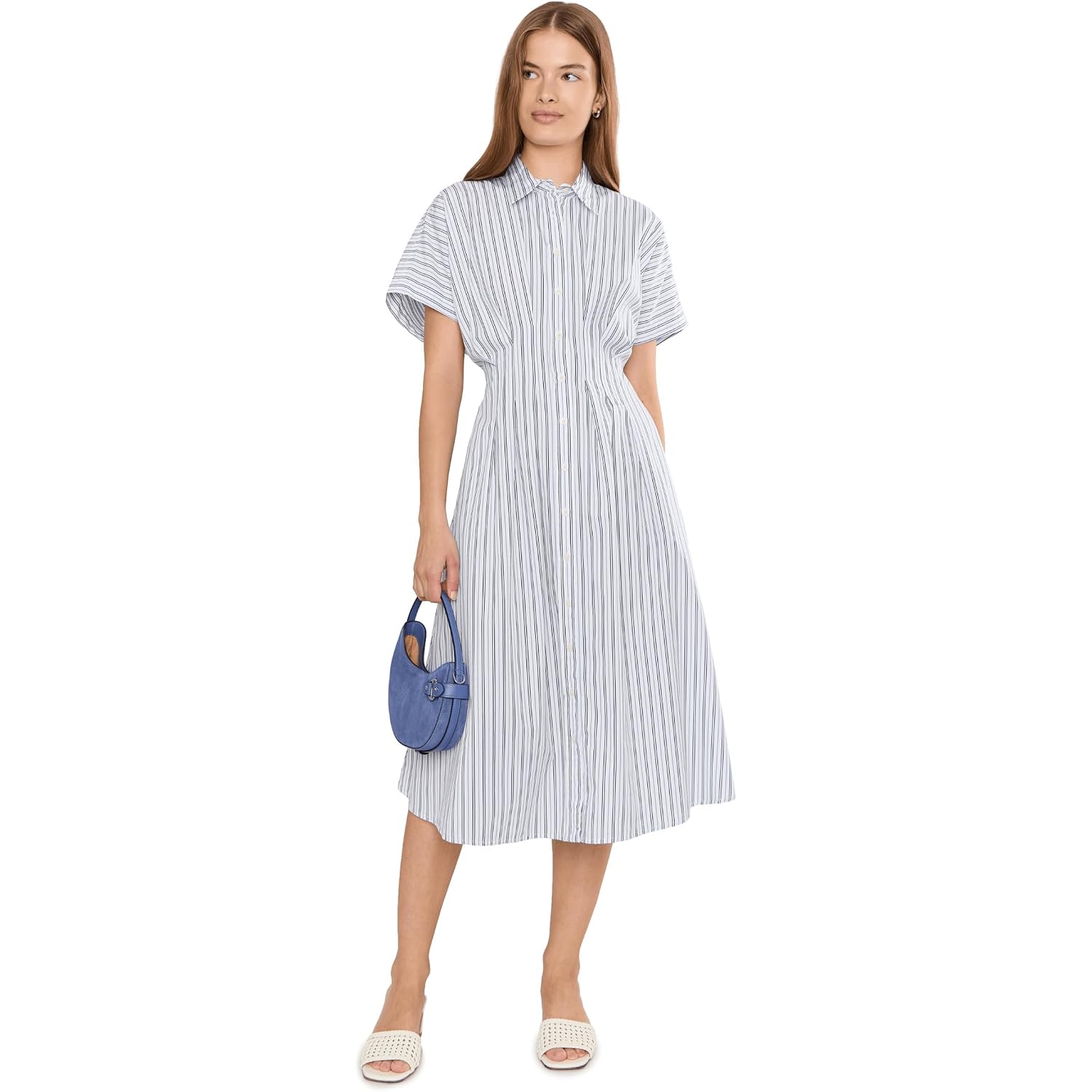 Lauren Ralph Lauren Women'S Petite Striped Pleated Broadcloth Shirtdress