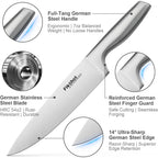 Kitchen Knife Set, German Stainless Steel Kitchen Knives | 14-Piece Includes Knife Block Set & Sharpener, High Carbon, Rust-Resistant, Ergonomic Handle For Cooking, Grilling & Gifting
