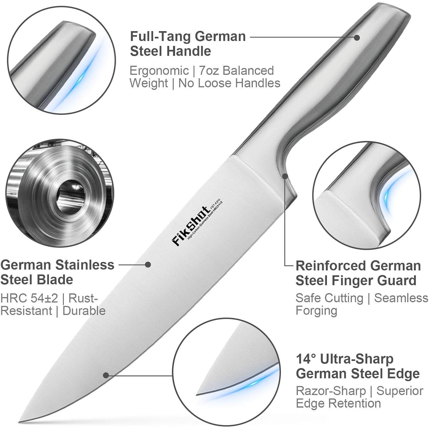 Kitchen Knife Set, German Stainless Steel Kitchen Knives | 14-Piece Includes Knife Block Set & Sharpener, High Carbon, Rust-Resistant, Ergonomic Handle For Cooking, Grilling & Gifting