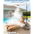 Portable Magnetic Misting System With Pump, 6000Mah Outdoor Fan Misters Kit For Outside Patio Golf Cart, Water Sprayer For Cooling Sport, Canopy, Beach, Camp, Gazebo, Umbrella, Dugout- 4 Nozzles