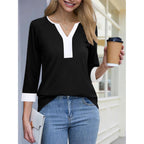 3/4 Length Sleeve Womens Tops Dressy Casual Blouses for Women V Neck Trendy T Shirts Dress Shirts Work Tops