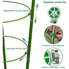 18" Small Plant Support Tomato Cages, 4 Pack Adjustable Garden Trellis For Indoor Outdoor Climbing Plants, Peony Flower Stakes With 66Ft Garden Twist Ties, Green Metal Plant Cages For Pots & Garden