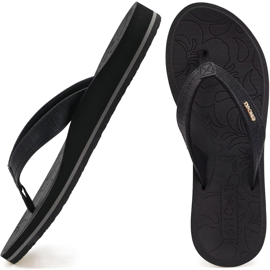 Oncai Women'S Flip Flops Comfortable Summer Beach Thong Sandals For Women With Cushion Walking Arch Support Yoga Mat Indoor Outdoor Soles