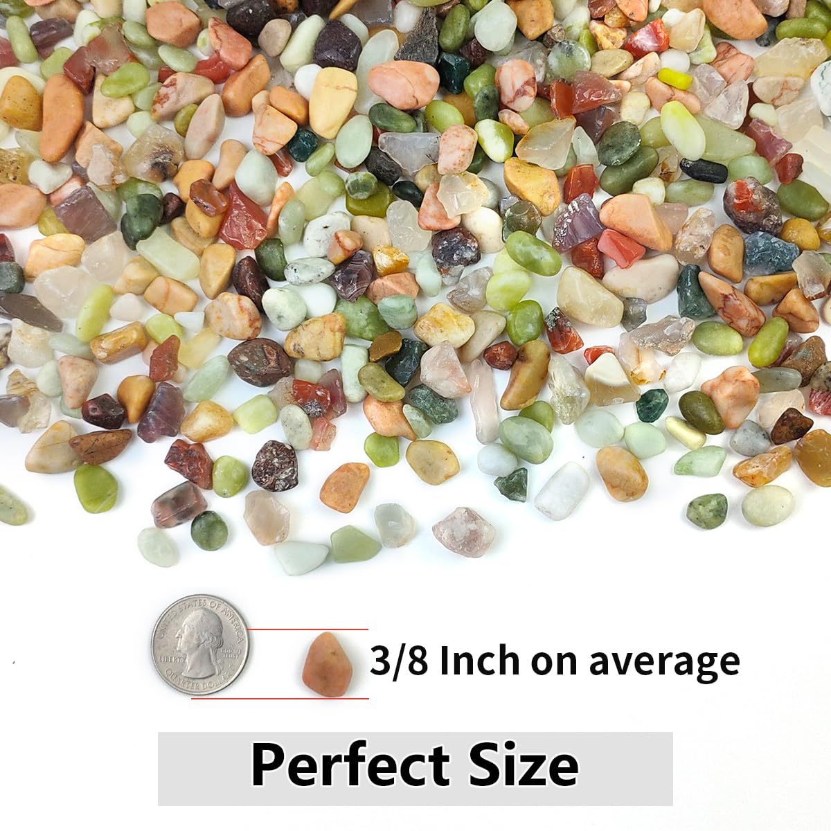 2Lb Succulent And Cactus Colorful Pebbles, 3/8 Inch Pebbles For Indoor Plants, Natural Decorative Polished River Rocks For Vases, Planters And Outdoor Gardening