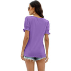 Wiholl Tops For Women Summer Casual Ruffle Trim Sleeve Square Neck T Shirts