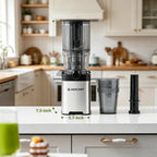 Cold Press Juicer Machine, 5.4" Wide Self-Feeding Chute For Whole Fruits & Vegetables, Masticating Juice Extractor With Large Auger & Triple Strainers, High Juice Yield, Easy To Clean