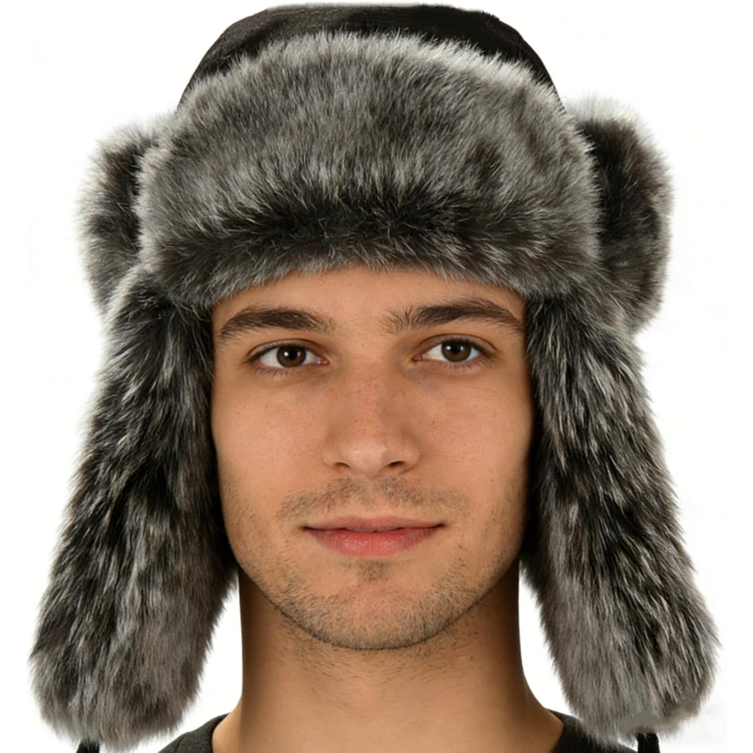 Winter Trooper Trapper Hat Faux Fur Russian Cossack Ushanka Hat with Earflaps Fuzzy Hunting Ski Snow Cap Unisex