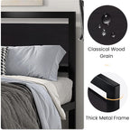 Sha Cerlin Heavy Duty Queen Size Bed Frame With Modern Headboard, Black