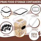 Praki Airtight Food Storage Containers Set With Lids - 24 Pcs, Bpa Free Kitchen And Pantry Organization, Plastic Leak-Proof Canisters For Cereal Flour & Sugar - Labels & Marker