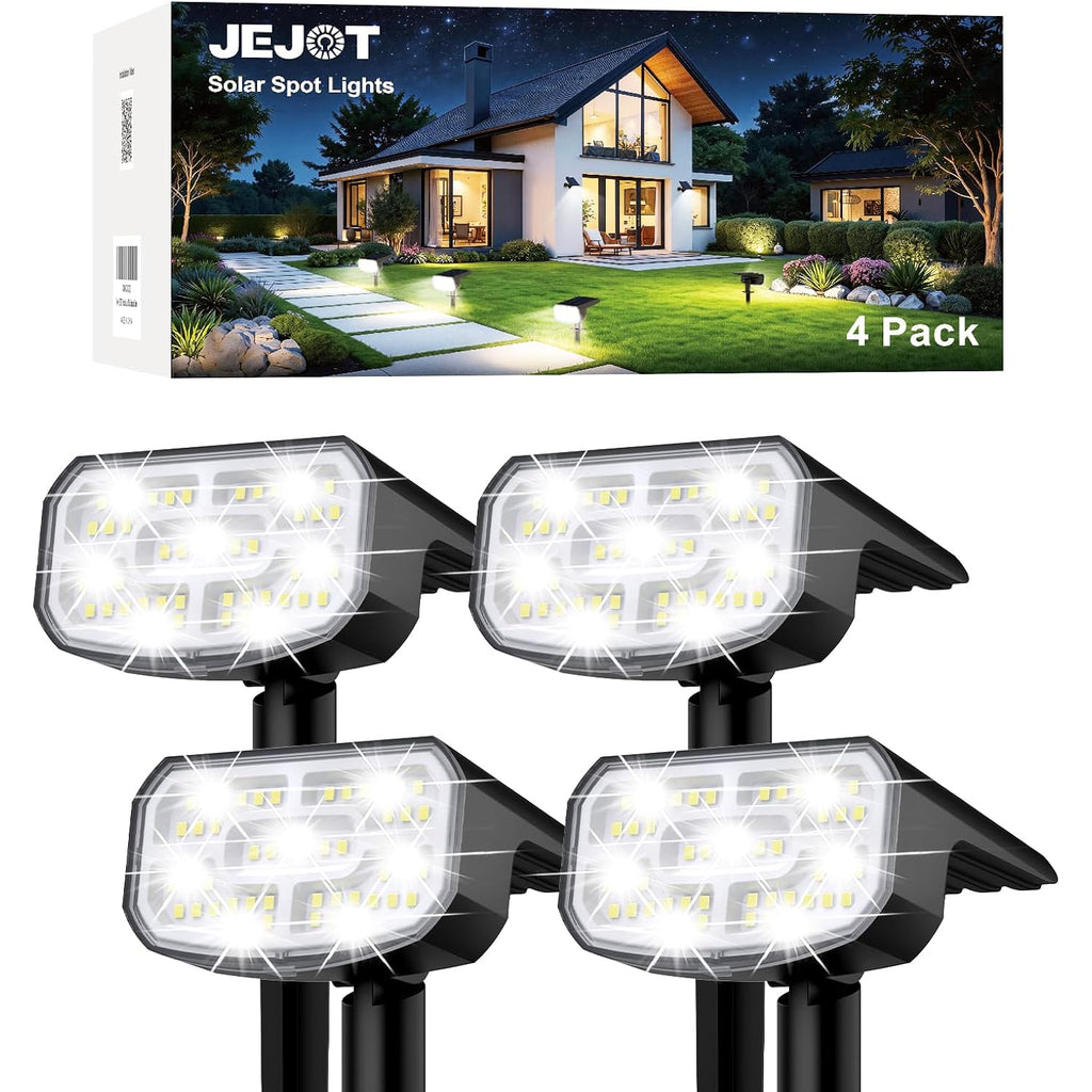 Jejot Solar Spot Lights Outdoor Waterproof,4 Pack,2 Lighting Modes Solar Spotlights, Solar Lights For Yard Garden Lawn Landscape,Cool White