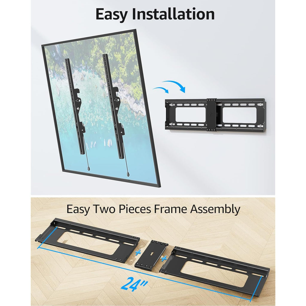 MOUNTUP TV Wall Mount Tilting TV Mount Bracket for Most 37-82 Inch Flat Screen/Curved Low Profile Wall Mount Saving Space Max VESA 600x400mm Hold up to 132 lbs Fit 16" 18" 24" Stud