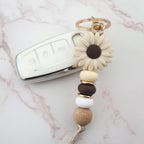 Flower Charm for Women Cute Keychain for Car Keys Silicone Bead Purse Charms for Handback Key Ring