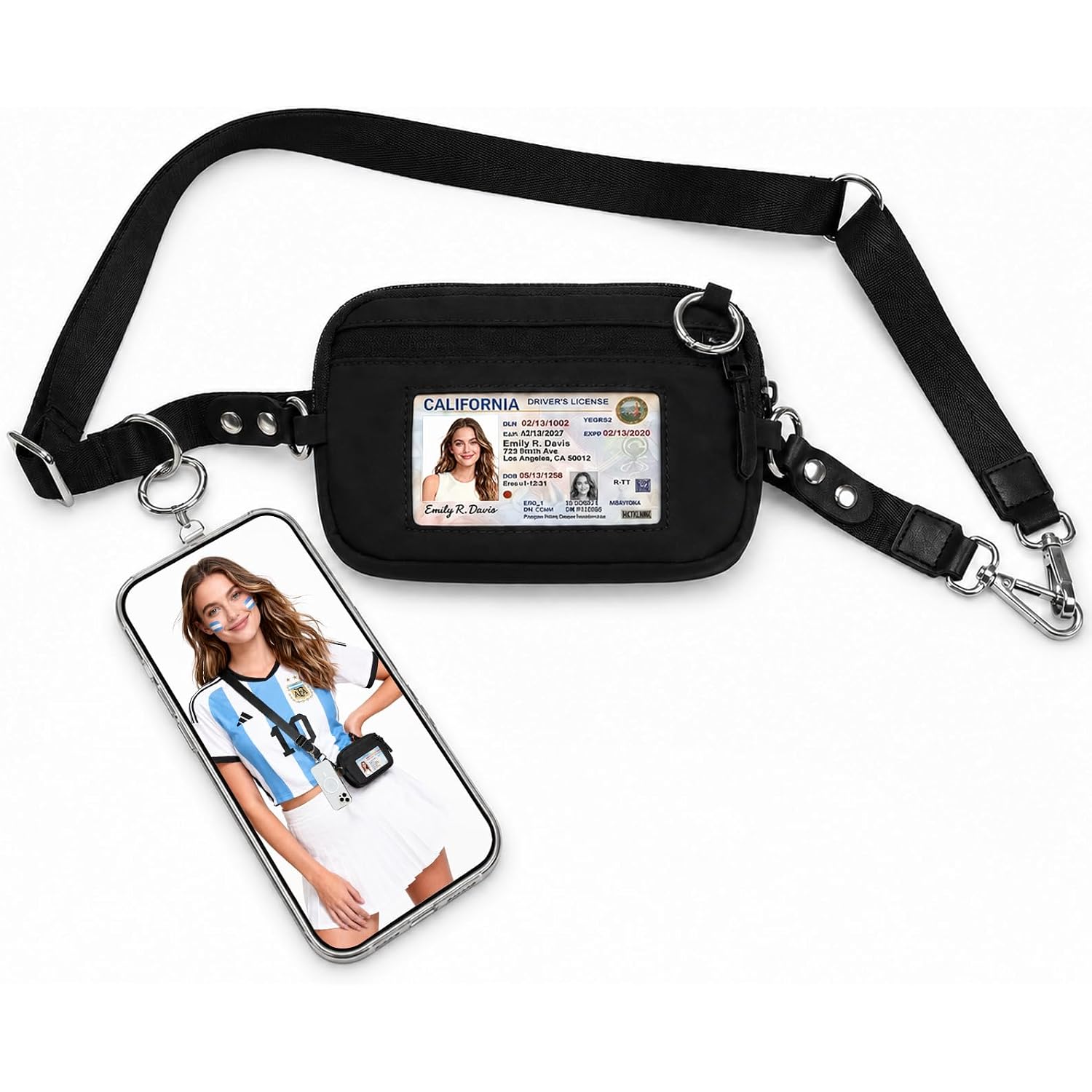 Small Crossbody Bag With Phone Lanyard And Wrist Strap Mini Checkered 4.5X6.5 Purse With Rfid Clip And Go For Travel