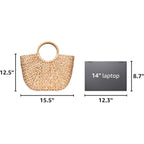Summer Rattan Bag For Women Straw Hand-Woven Top-Handle Handbag Beach Sea Straw Rattan Tote Clutch Bags