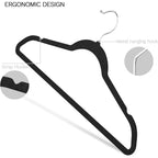 Black Velvet Hangers 60 Pack, Slim Space Saving Suit Hangers For Closet Organizer, Rotating Silver Hook, Non Slip Clothes Felt Hanger Heavy Duty For Coat,Shirt, Pants, Camisole, Dress