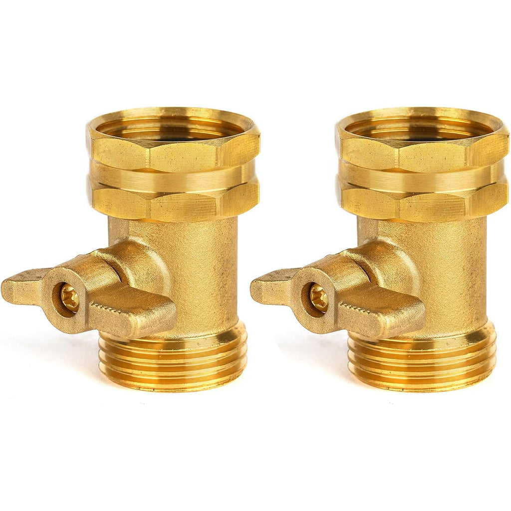 2 Pack Garden Hose Shut Off Valve - Extended Handle | 3/4" Heavy Duty Solid Brass Hose Connector Water Shut Off Valve Hose Shutoff Valve With 4 Pcs Hose Washers