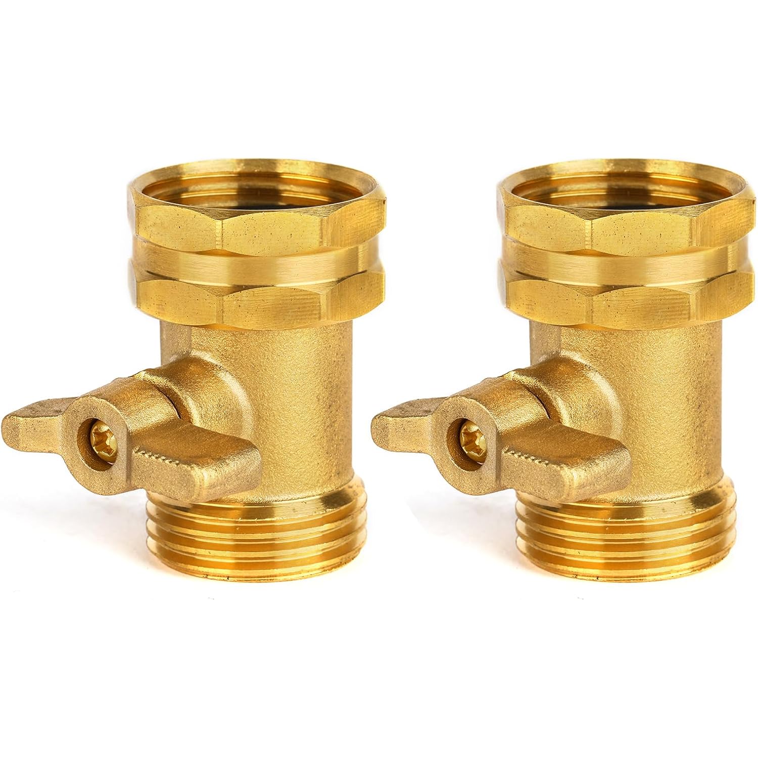 2 Pack Garden Hose Shut Off Valve - Extended Handle | 3/4" Heavy Duty Solid Brass Hose Connector Water Shut Off Valve Hose Shutoff Valve With 4 Pcs Hose Washers