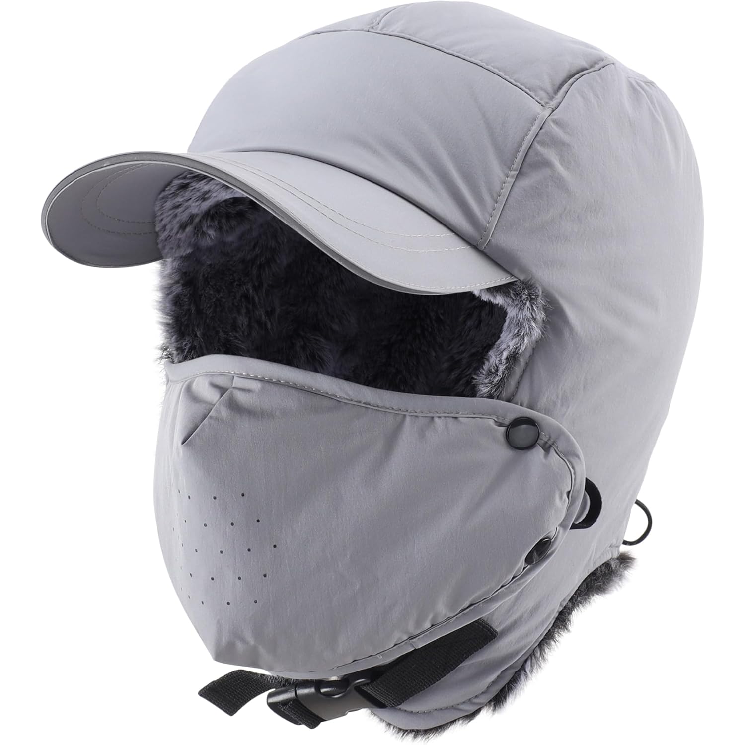 Home Prefer Waterproof Mens Faux Fur Trooper Trapper Hat Hunting Warm Winter Hat with Ear Flaps Visor Face Mask