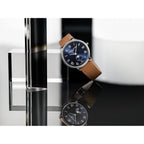 Frederique Constant Swiss Made Classic Quartz Moonphase Silver Stainless Steel Case Watch And Brown Leather Strap Blue Dial, Style:Fc-206Rn3S6
