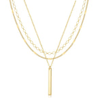 Gold Necklace for Women 14K Gold Plated Layered Cross Bar Necklace Herringbone Figaro Paperclip Flat Chain Cute Charm Accessories Non Tarnish Jewelry Set Gifts for Women