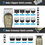 Hiena Pro Professional Hair Clippers For Men, Cordless Hair Clipper For Barber Clippers And Trimmer Led Haircut Set With Foil Shaver, Nose Trimmer, Rechargeable Clippers For Men