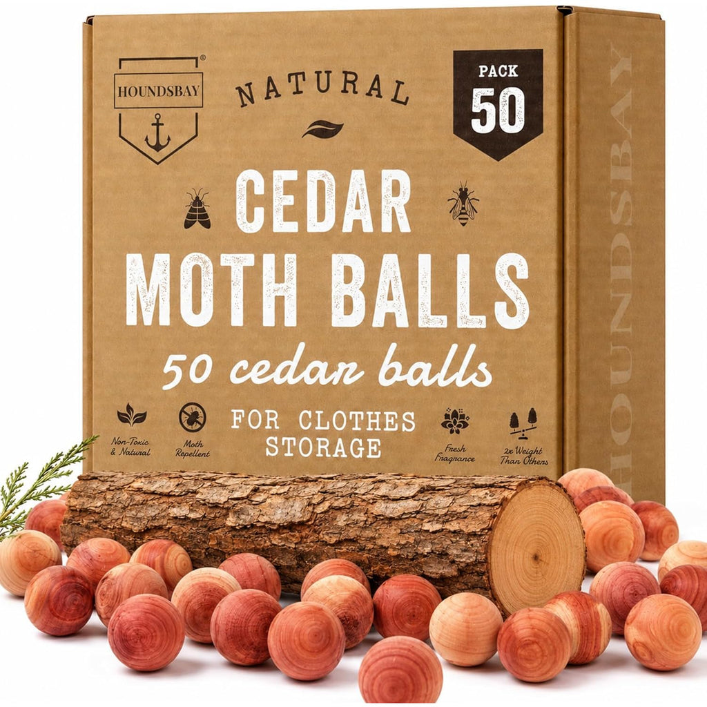 50 Cedar Balls For Clothes - Fresh Smell For Closets And Drawers - Protection For Garments - Cedarwood Closet Freshener & Protects From Moths - Wood Block For Drawer & Storage