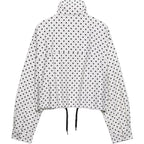 Women Polka Dot Jacket Stand Collar Cropped Jackets Zip Up Coat Casual Fashion Coat Fall Spring Jacket With Pockets
