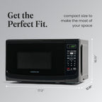 Farberware 0.7 Cu. Ft. Countertop Microwave Oven – 700 Watts Power, Auto Cook Settings, Defrost, Easy Clean and Child Safety Lock - Black